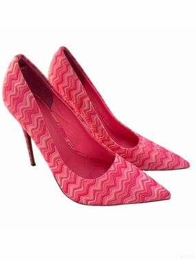 ASOS Passion Pink Chevron Stiletto Heels Pumps Size 7 Pointed Toes Barbie